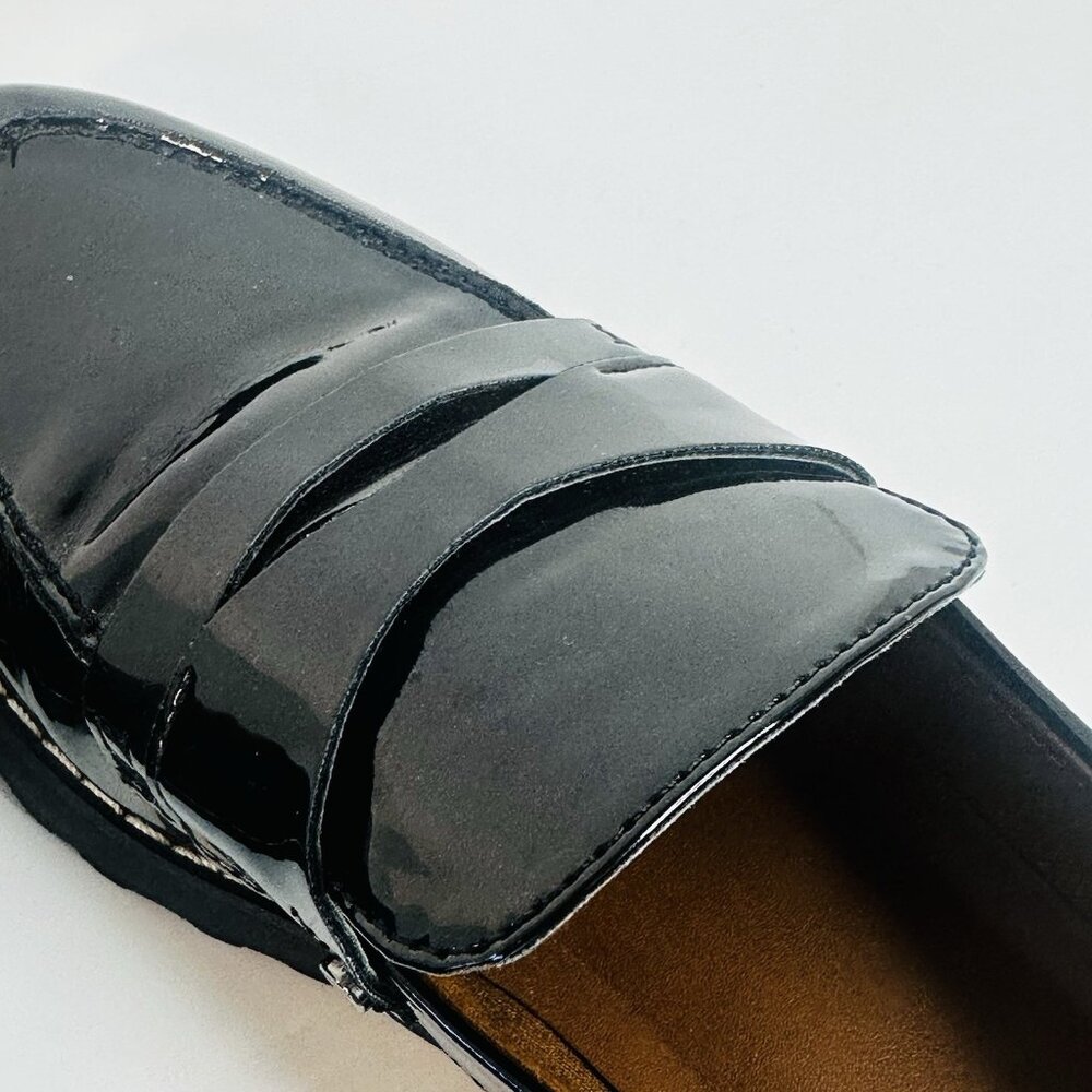 Franco Sarto Cassandra Penny Loafers Black Round Toe Block Heel Shoes  Size 7M